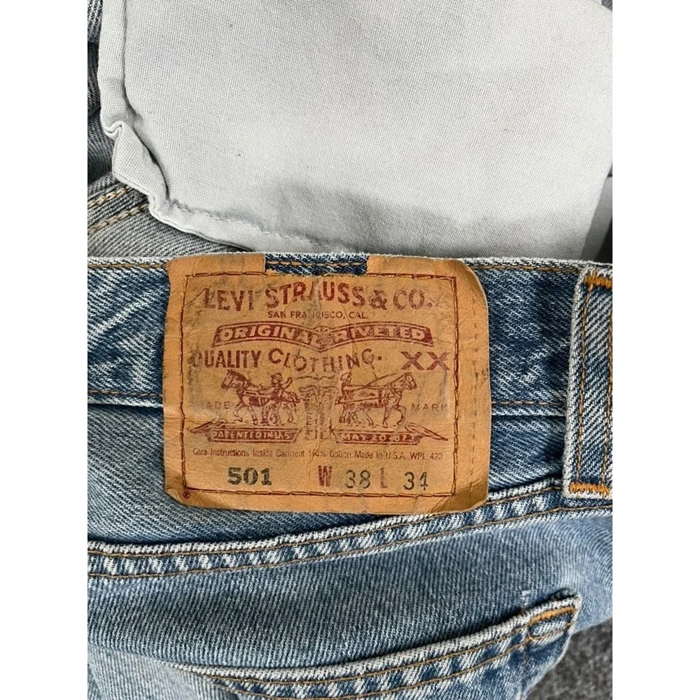 Levi's 501xx Jeans Mens ‎ Blue Button Fly Straight Leg Cotton Size 38X34 USA